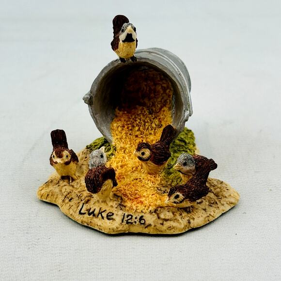 Luke 12:6 Lowell Davis Schmid RFD America Figurine Sparrows Feed Bucket 25372 - Picture 2 of 9
